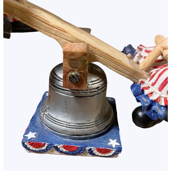 Patriotic Uncle Sam and Lady Liberty Seesaw Figurine On Liberty Bell Base - Picture 7 of 16